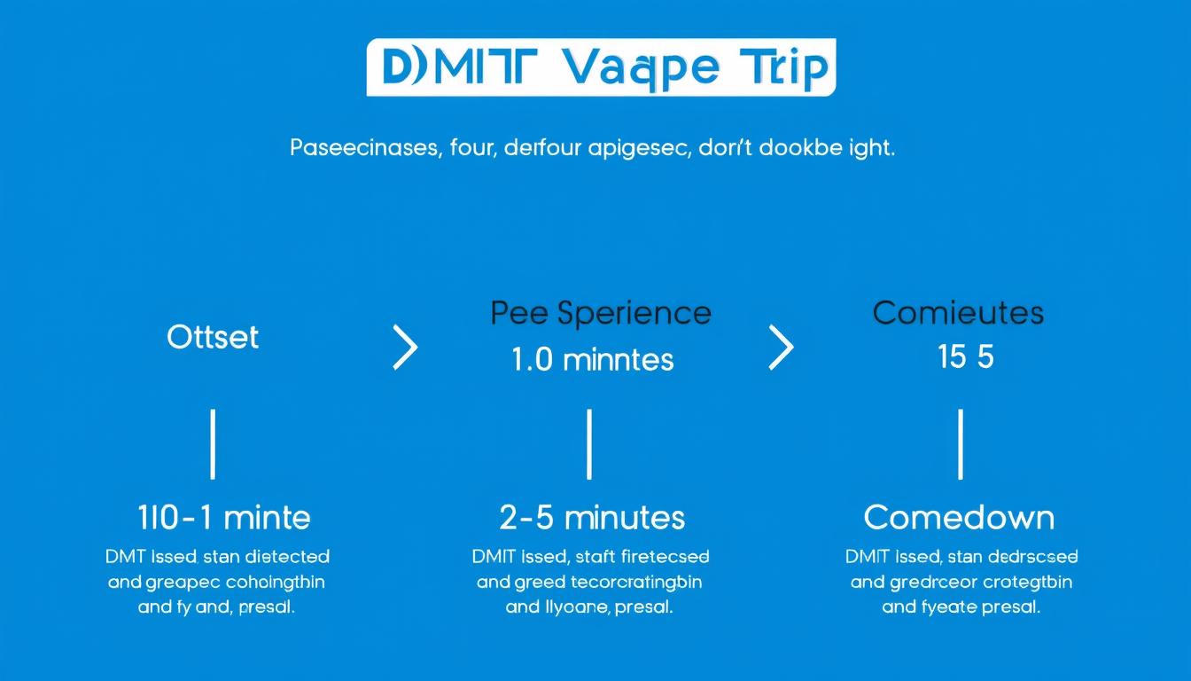 Visual representation of DMT vape trip timeline showing onset, peak and comedown phases